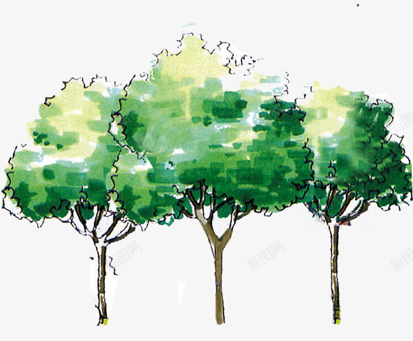 绿色大树手绘环境png免抠素材_新图网 https://ixintu.com 大树 环境 素材 绿色