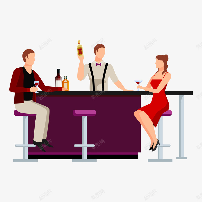 在一起喝酒的男人和女人png免抠素材_新图网 https://ixintu.com 卡通手绘 喝酒 女人 男人 装饰图 酒吧 高脚杯