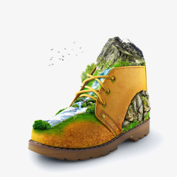 鞋子上的自然风景素材