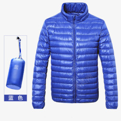 男士冬装南极人男士蓝色超薄款羽绒服高清图片