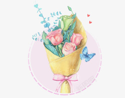 天猫母亲节母亲节卡通可爱温馨花束高清图片