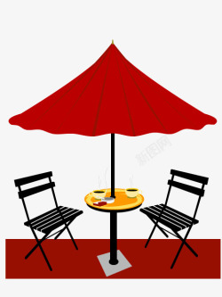 户外椅子聚餐太阳伞素材