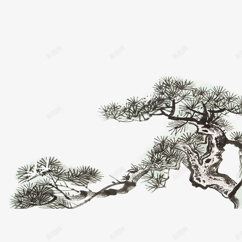 中国风水墨画松树png免抠素材_新图网 https://ixintu.com 中国风 松树 树木 水墨画 装饰元素