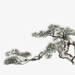 中国风水墨画松树素材