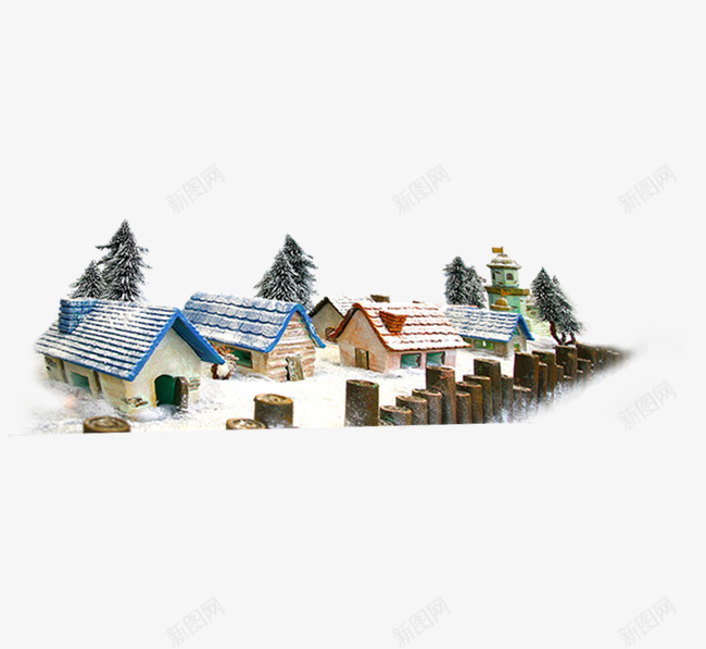 雪中的村庄png免抠素材_新图网 https://ixintu.com 冬季 大雪 村庄
