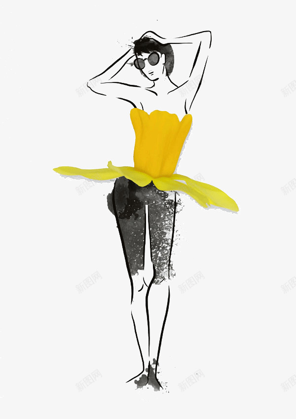 黄色时尚创意服装png免抠素材_新图网 https://ixintu.com 创意 女装 女装设计 时尚 服装艺术 服装设计 艺术 黄色