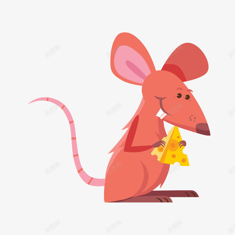 吃奶酪的小老鼠png免抠素材_新图网 https://ixintu.com 卡通动物 吃东西的老鼠 奶酪 红色老鼠 背景装饰