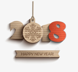 纸质20182018创意复古木质新年快乐标题高清图片
