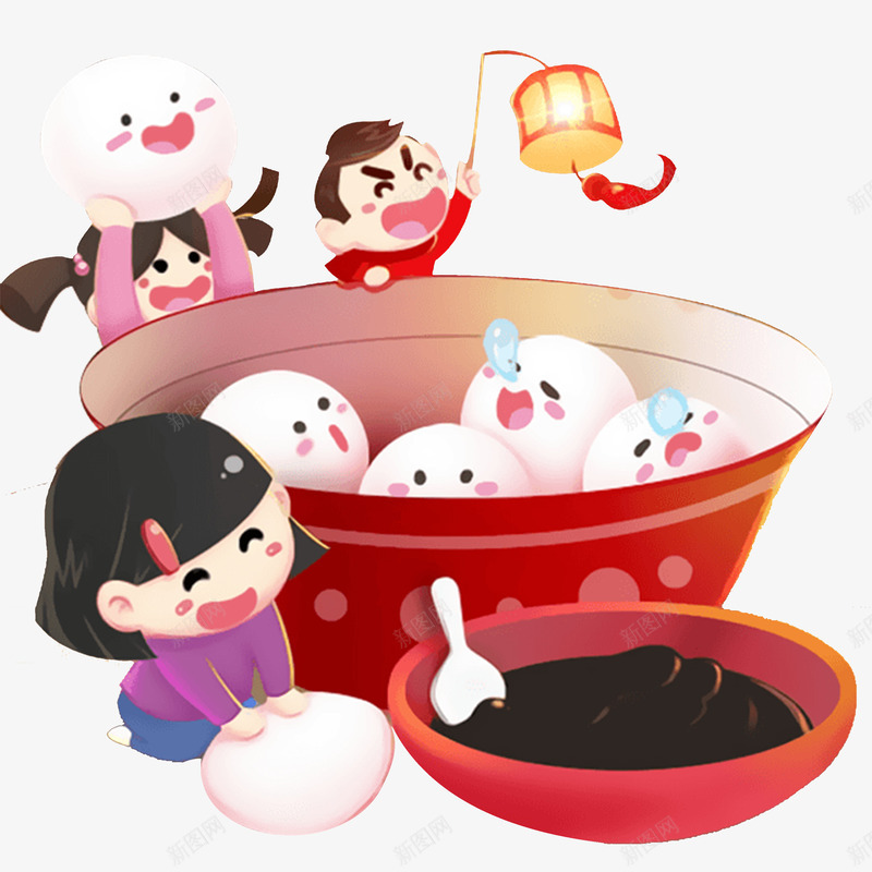2018年狗年年夜饭春节海报png免抠素材_新图网 https://ixintu.com 元宵 元宵节 卡通汤圆 团圆 家庭 家的味道 年夜饭 我的家人 手绘小朋友 春节 正月十五 灯笼 闹元宵