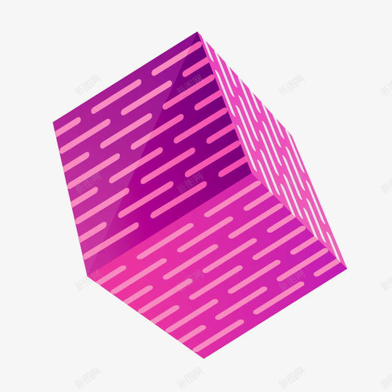 紫色横条立体正方体png免抠素材_新图网 https://ixintu.com 三维立体 四四方方 彩色图案 正方体 正方形 漂浮正方体 立体正方体
