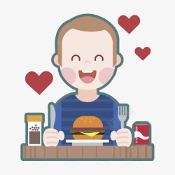 爱心西餐吃汉堡的男人场景图高清图片