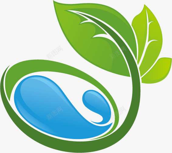 节约用水图标png_新图网 https://ixintu.com logo模板 logo设计 创意设计 标志图标 水滴 省水 绿色 节约用水