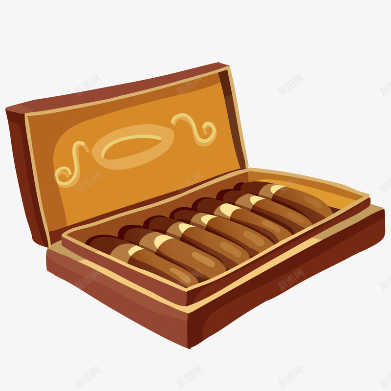 卡通打开的雪茄盒png免抠素材_新图网 https://ixintu.com 卡通雪茄盒 卡通雪茄矢量图 打开的雪茄盒 雪茄免费png下载