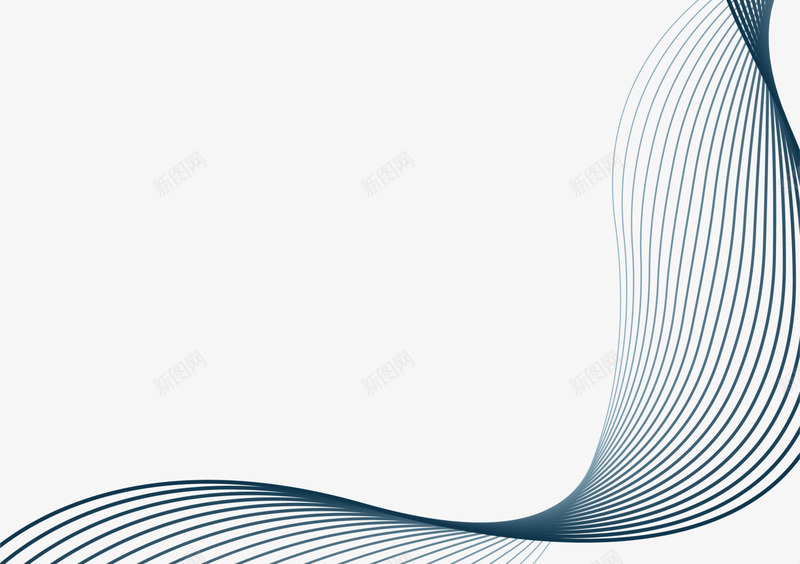 蓝色曲线纹理png免抠素材_新图网 https://ixintu.com 弧形纹理 清新线条 简约纹路 线条花边 蓝色曲线 装饰图案