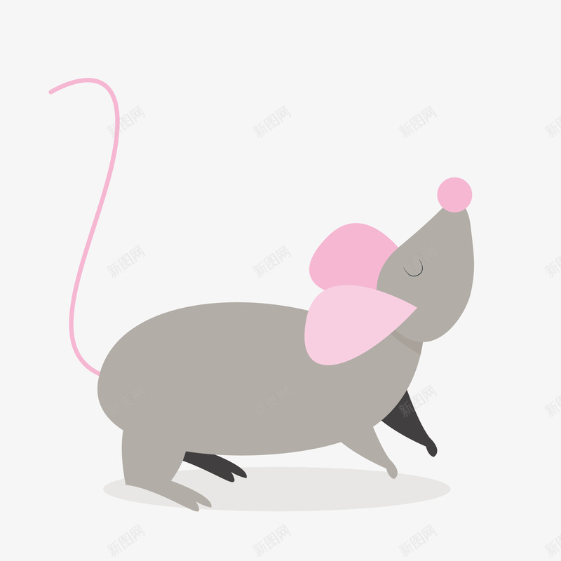 扁平化粉色耳朵老鼠矢量图eps免抠素材_新图网 https://ixintu.com 动物 卡通 图案 小清新 灰色 简约 粉色 老鼠 装饰 鼠 矢量图