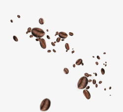 漂浮的食物洒落的咖啡豆高清图片