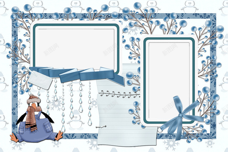 冬天主题的相框png免抠素材_新图网 https://ixintu.com 冬天 创意 相框 雪人