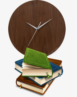 木质表盘木质表盘唯美挂钟和字典高清图片