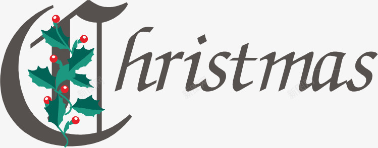 圣诞字体矢量图ai免抠素材_新图网 https://ixintu.com christmas merry 创意字体 圣诞节 手绘植物 矢量图
