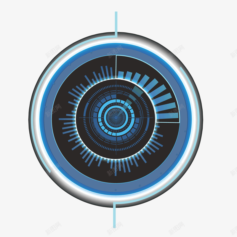蓝色圆形科技png免抠素材_新图网 https://ixintu.com 刻度 商务 圆形 圆环 科技 竖直 蓝色 角度 部分