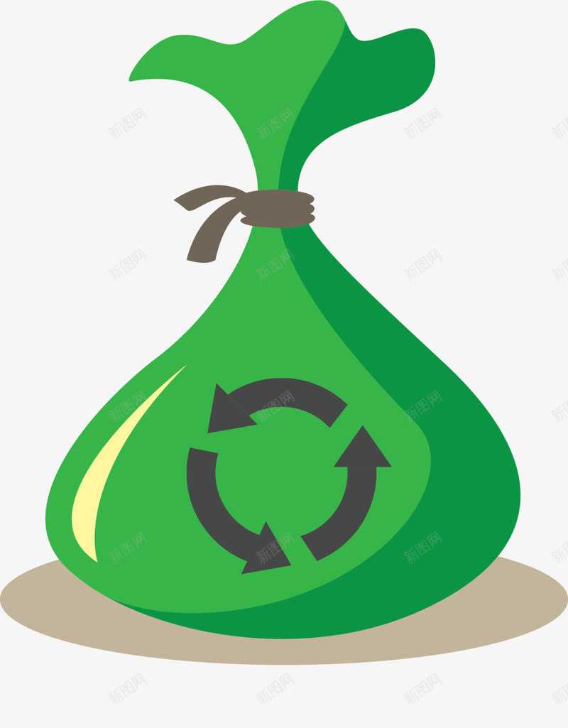 绿色卡通回收垃圾袋png免抠素材_新图网 https://ixintu.com 三角 世界环境日 卡通垃圾袋 回收 回收箭头 循环 环保 生态循环 绿色垃圾桶 自然