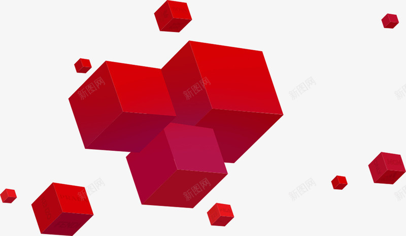 红色立体方块png免抠素材_新图网 https://ixintu.com 不规则图形 方块 漂浮元素 立体 红色