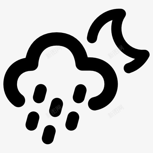 小雨和HalfMoon图标png_新图网 https://ixintu.com 下雨 云 冬天 半个月亮 天气