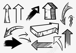 手绘3D箭头线稿矢量图素材