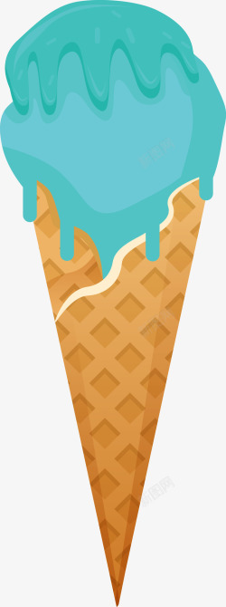 一个甜筒冰淇淋融化的冰淇淋矢量图高清图片