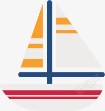 卡通白色红条帆船图标png_新图网 https://ixintu.com 卡通 帆船 白色