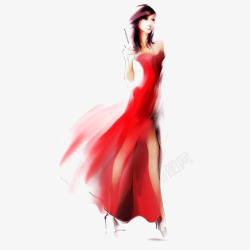 红裙女生素材