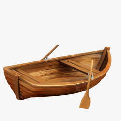 木质小船船木质桨装饰高清图片