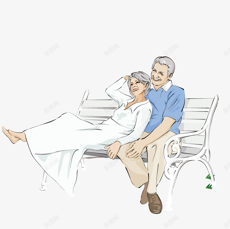 躺在椅子上的老年夫妻png免抠素材_新图网 https://ixintu.com 夫妻 椅子 老年