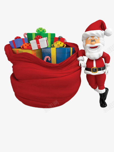 平安夜送礼物png免抠素材_新图网 https://ixintu.com 圣诞 圣诞老人 圣诞节 礼物盒 礼物袋