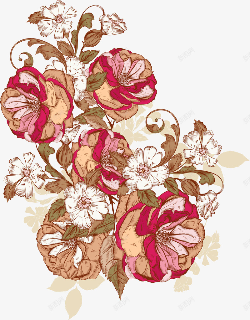 红色线条花朵png免抠素材_新图网 https://ixintu.com 免抠PNG 植物 红色 线条 美丽 花朵 装饰图案 鲜花