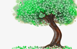 卡通手绘绿色的银杏树小清新素材
