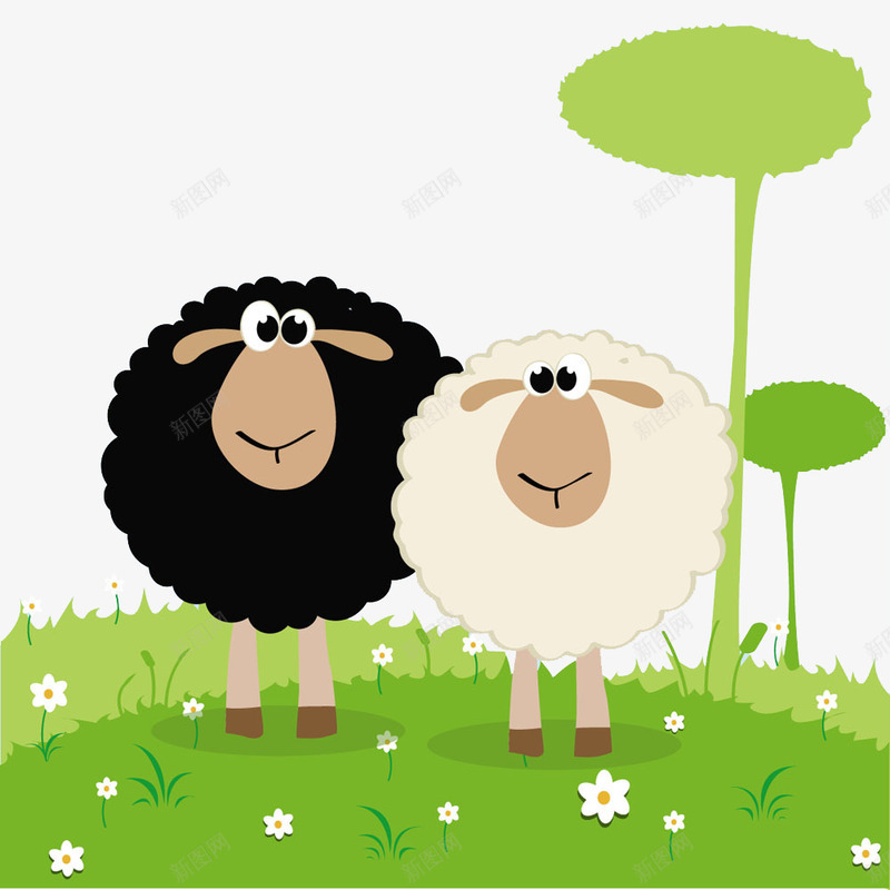 站在跑评上的羊png免抠素材_新图网 https://ixintu.com 动物 卡通 可爱 手绘 绵羊 羊 草地 草坪 野花