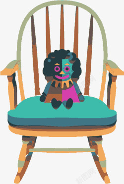 吓人鬼怪椅子上的鬼娃娃高清图片