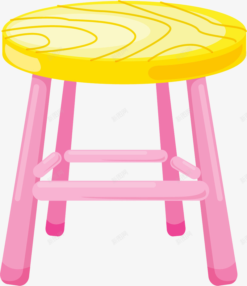 卡通木质板凳png免抠素材_新图网 https://ixintu.com PNG装饰 凳子 卡通 插图 木质 板凳 粉色 黄色