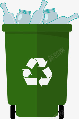 绿色扁平化垃圾桶图图标图标