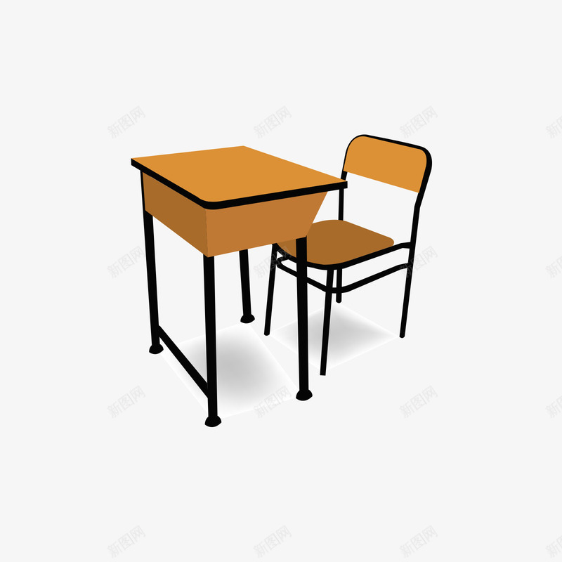 黄色的课桌和椅子png免抠素材_新图网 https://ixintu.com 手绘 椅子 课桌 黄色