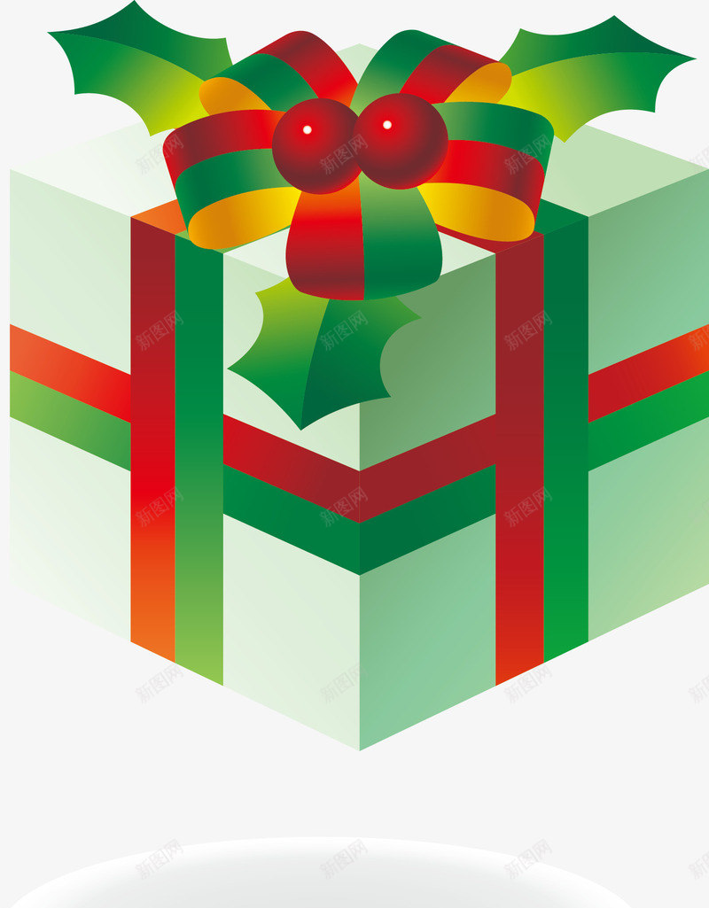 圣诞大礼盒png免抠素材_新图网 https://ixintu.com 圣诞节 平安夜 礼物 精致包装盒 绿叶