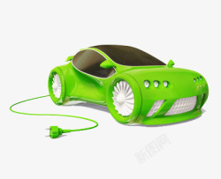 卡通版电动绿色汽车素材