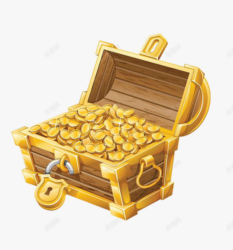 漂浮金币黄金箱子png免抠素材_新图网 https://ixintu.com 一箱金币 含金量 漂浮金币 箱子 金币 黄金
