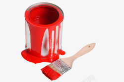 金属油漆桶里的红色油漆素材