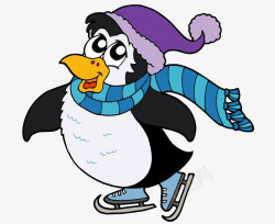 冰地溜冰灯可爱企鹅高清图片