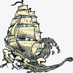 帆船线描手绘帆船矢量图高清图片