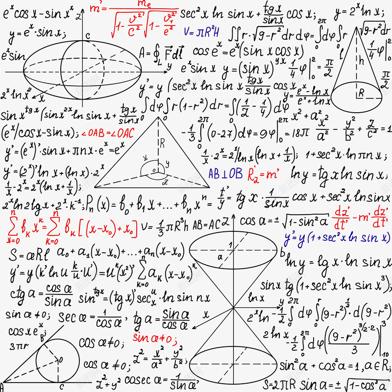 漂浮学霸数学笔记矢量图eps免抠素材_新图网 https://ixintu.com 教育 数学公式 漂浮 矢量图