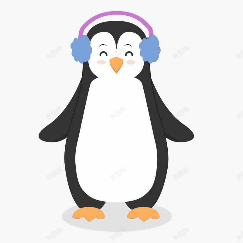 戴耳机的企鹅png免抠素材_新图网 https://ixintu.com 卡通企鹅 戴耳机的企鹅 手绘企鹅 手绘卡通企鹅