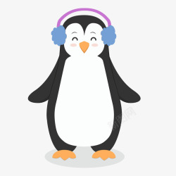 戴耳机的企鹅素材